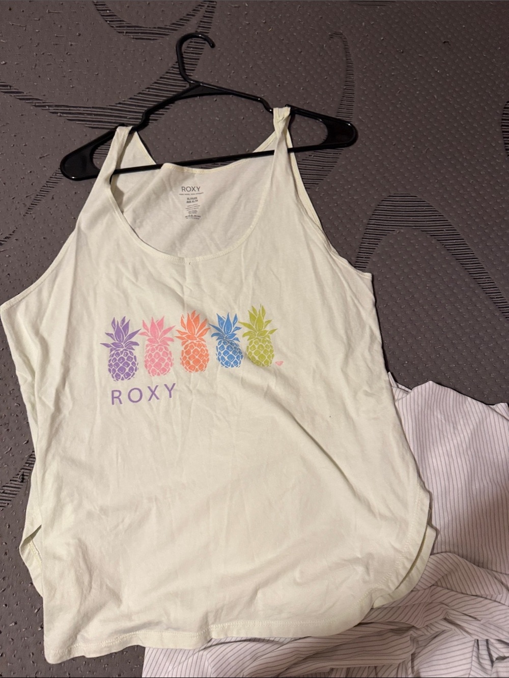Roxy Cream Tank with Rainbow Pineapple Graphic
